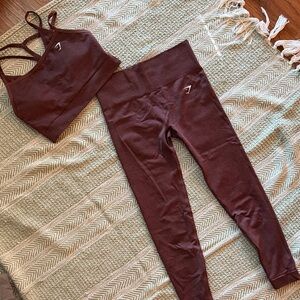 Gymshark Chocolate Sports Bra and Leggings Set